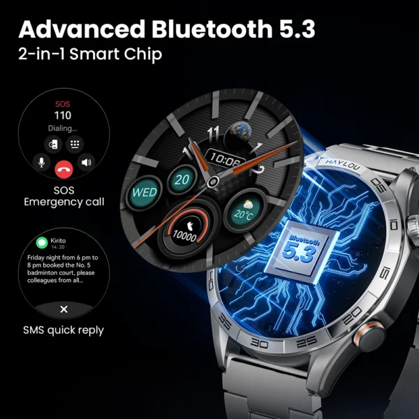 HAYLOU Solar 5 Voice Calling Smartwatch 1.58'' AMOLED Display 60Hz Smart Watch 24H Health Monitoring Sports Smartwatch for Men