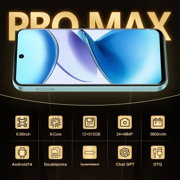FUFFI X7 Pro Smartphones Cellphone Android 14 6.56 inch Screen,12+512GB 24+48MP Mobile phone 5800mAh Google Play Store Phone