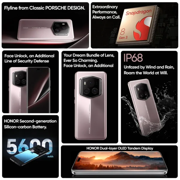 Global Version HONOR Magic6 RSR PORSCHE DESIGN 5G Smartphone 6.8'' 120Hz LTPO OLED Display 5600mAh 66W Wireless SuperCharge