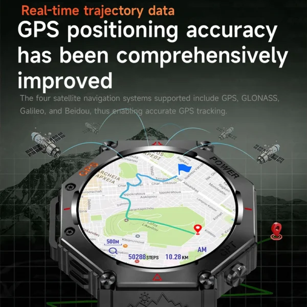 2025 For HUAIWE Military Outdoor GPS Sports Smart Watch Men 1.39" 5ATM Waterproof 530mAh ChatGPT AI Assistant Compass Smartwatch