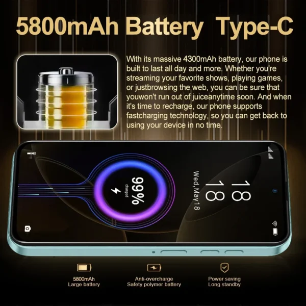 FUFFI X7 Pro Smartphones Cellphone Android 14 6.56 inch Screen,12+512GB 24+48MP Mobile phone 5800mAh Google Play Store Phone