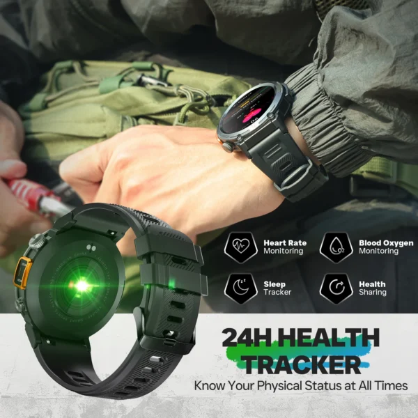 EIGIIS 2024 New KE3 Bluetooth Call Smart Watch Men Full Touch Screen Health Monitor Clock With Flashlight For IOS Android