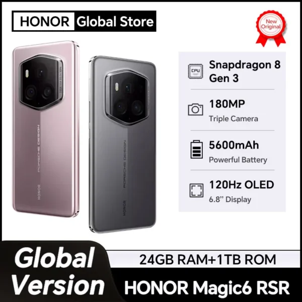 Global Version HONOR Magic6 RSR PORSCHE DESIGN 5G Smartphone 6.8'' 120Hz LTPO OLED Display 5600mAh 66W Wireless SuperCharge