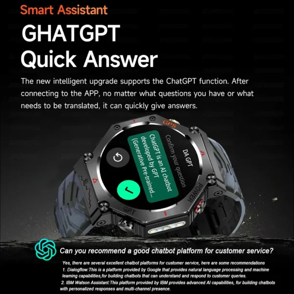 2025 For HUAIWE Military Outdoor GPS Sports Smart Watch Men 1.39" 5ATM Waterproof 530mAh ChatGPT AI Assistant Compass Smartwatch